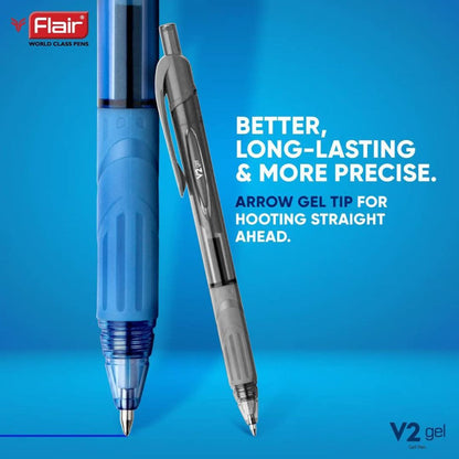 FLAIR V2 Retractable Gel Pen – Black : The Ultimate Writing Experience Smooth, Smudge-Free, and Refillable ( Pack of 1 ) - Topperskit LLP