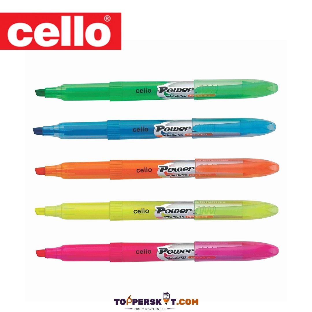 Cello Power Highlighter: Brilliant Colors for All Your Highlighting Needs ( Pack of 10 ) - Topperskit LLP