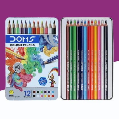 Doms Super Soft  Premium Quality Colour Pencils With Metal Box (Set of 12)