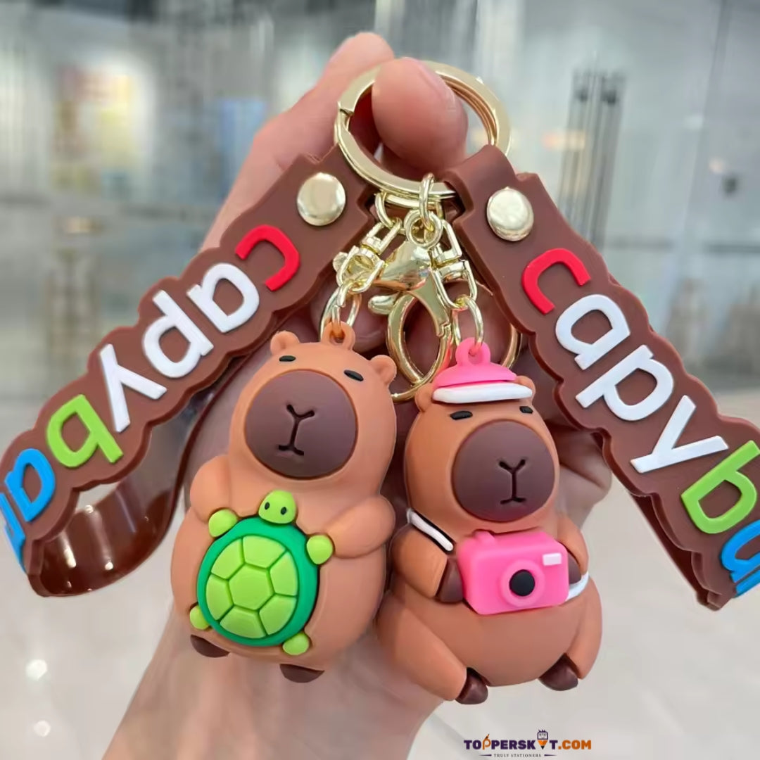 3D Rubber Silicone Capybara Cartoon Keychain (Pack of 1)