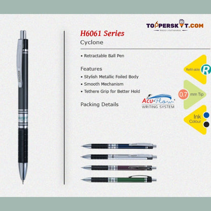 Hauser Cyclone Retractable Ball Pen – Blue : Elegance in Every Stroke ( Pack of 1 ) - Topperskit LLP