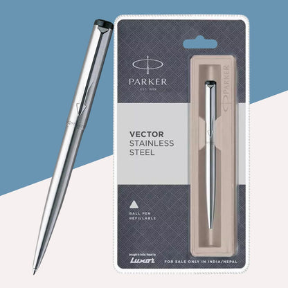Parker Vector Stainless Steel Ball Pen-Blue (Pack of