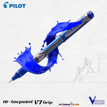 Pilot Hi-Tecpoint V7 Grip Pen Blue – Precise Writing with Comfortable Grip (Pack of 1)