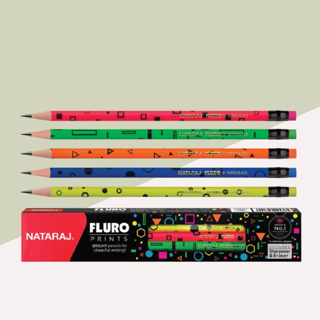 Natraj Fluro Neon Color Print Pencils for Vibrant Writing ( Pack Of 10 ) - Topperskit LLP