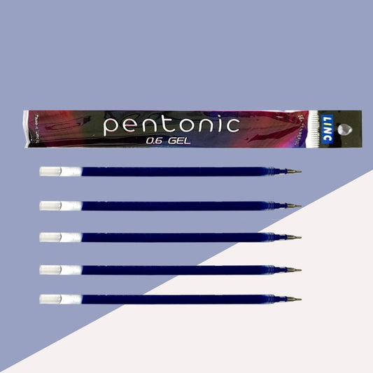 Linc Pentonic Gel Pen Refill  – Blue: Elevate Your Writing Precision with Featherline Feel and 0.6mm Tip ( Set of 5 ) - Topperskit LLP