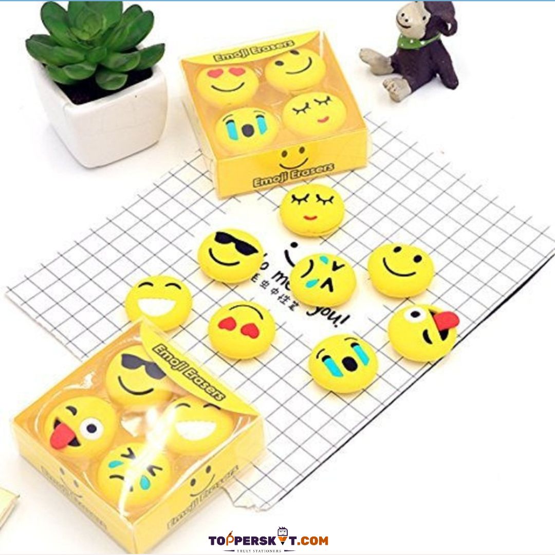 4PCS/Bag Cute Emoji Erasers Korean Style Kids Cartoon Yellow Eraser Gift School Stationery 4PCS/Bag Cute Emoji Erasers Korean Style Kids Cartoon Yellow Eraser Gift School Stationery