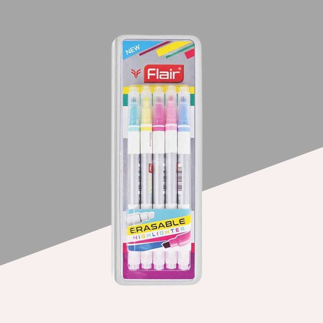 Flair Creative Erasable Highlighter - Multicolor: Smooth, Clean, and Mistake-Free Highlighting ( Pack Of 5 ) - Topperskit LLP