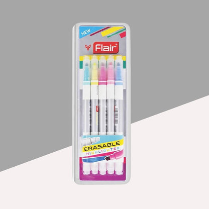 Flair Creative Erasable Highlighter - Multicolor: Smooth, Clean, and Mistake-Free Highlighting ( Pack Of 5 ) - Topperskit LLP