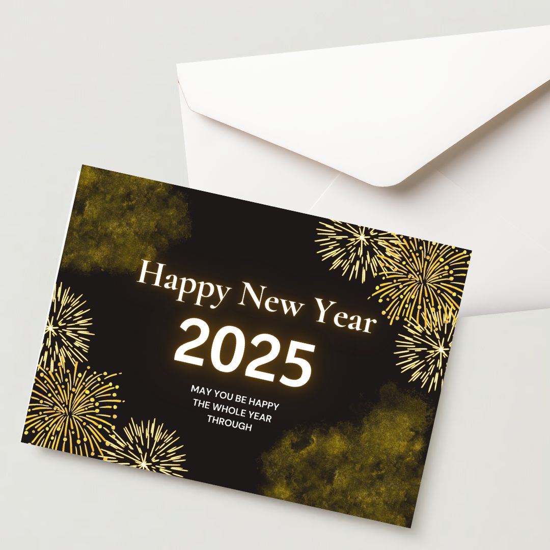 New Year Greeting Card – 300 GSM, Cold Pressed, 1 Card with Envelope