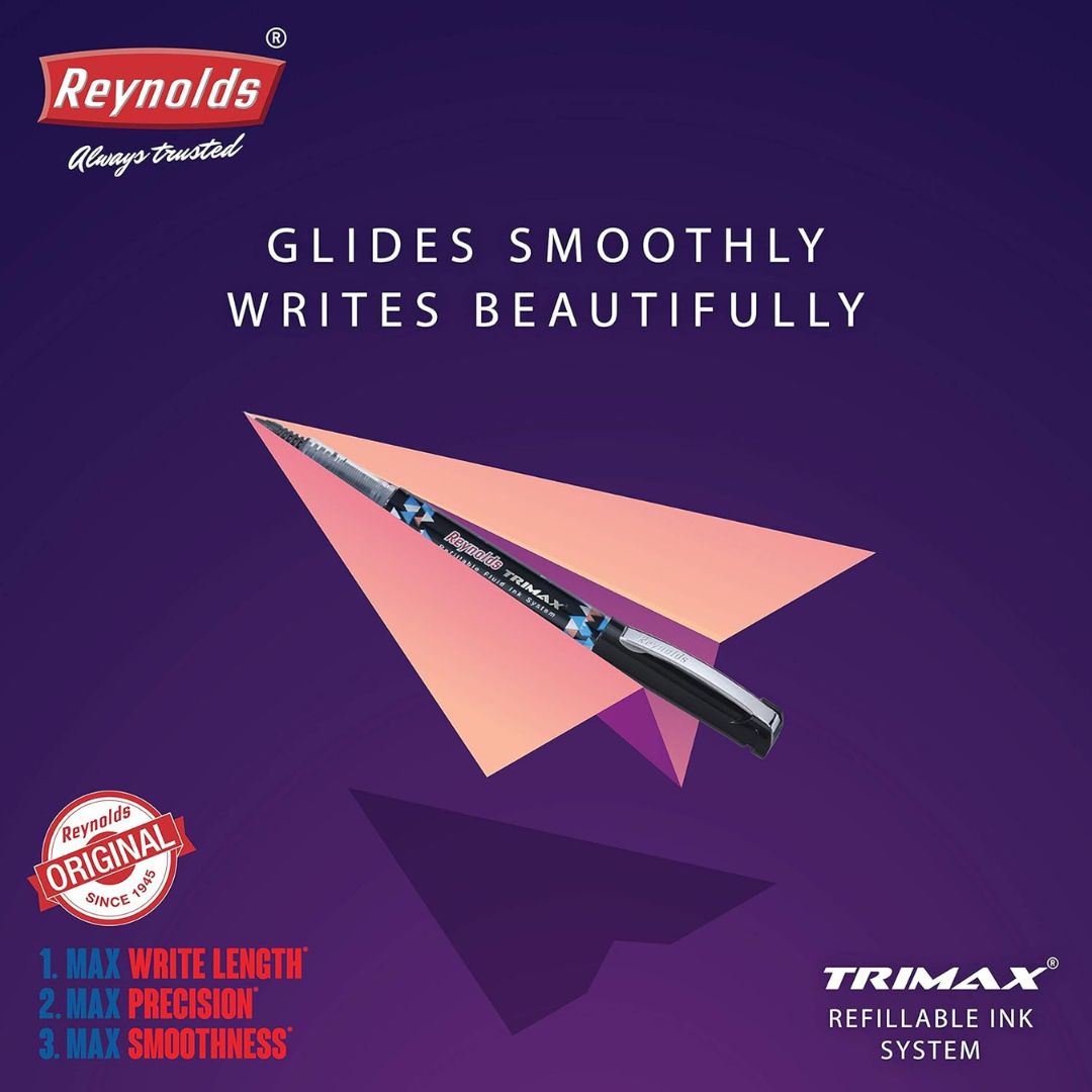 Reynolds Trimax Gel Pen – Green : Maximum Smoothness, Precision, and Write Length ( Pack of 1 ) - Topperskit LLP