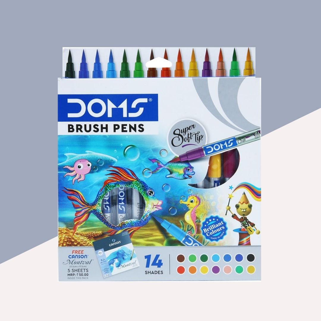 Doms Brush Pen: Vibrant Shades for Creative Expression ( Pack Of 14 ) - Topperskit LLP