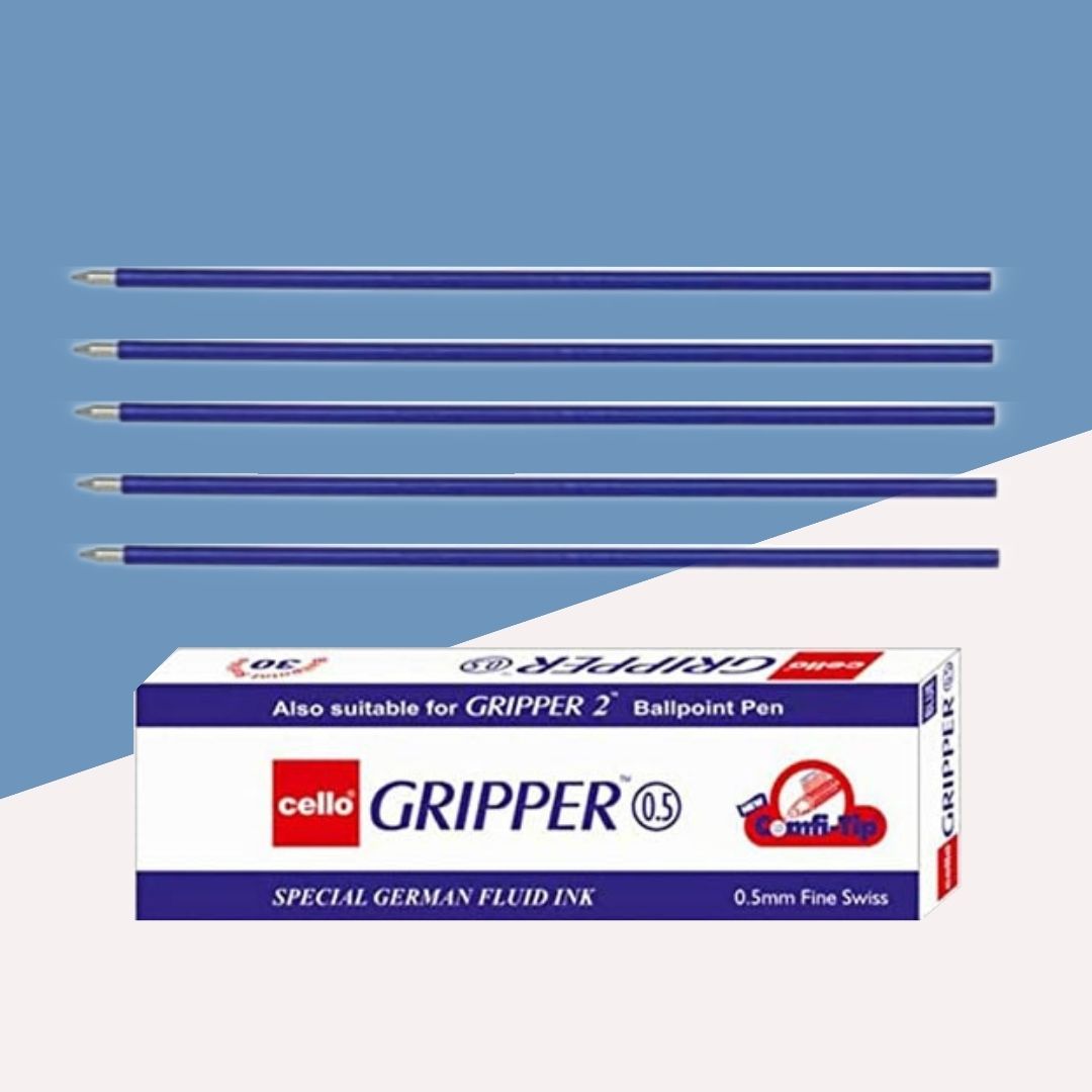 Cello Gripper Refill – Blue : Upgrade Your Writing Experience ( Set of 5 ) - Topperskit LLP