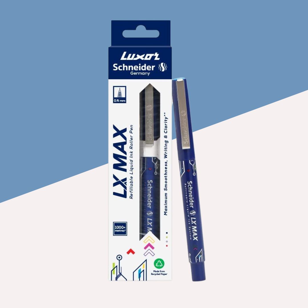 LX Max Refillable Liquid Ink Roller Pen -Blue (Pack of 1)