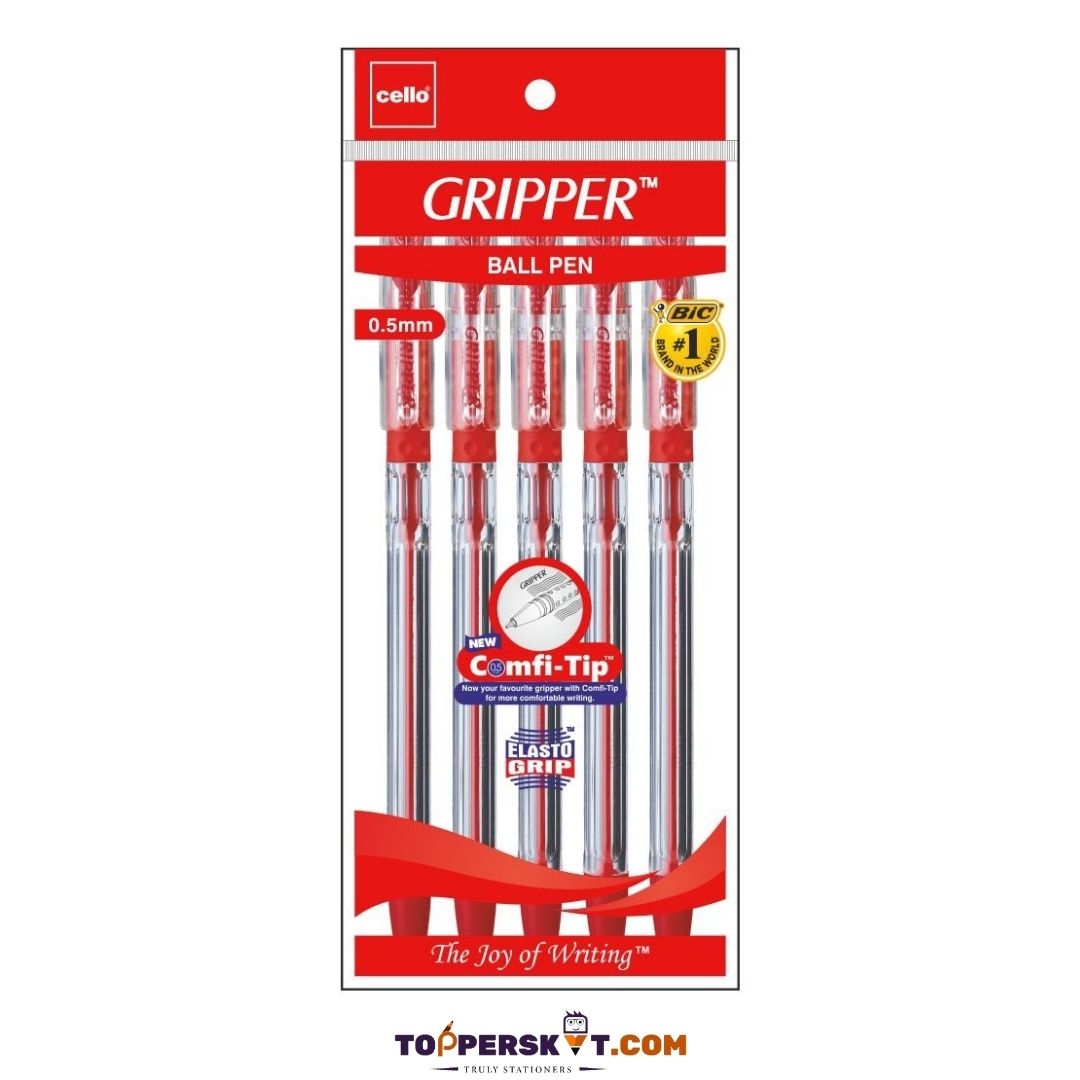 Cello Gripper Ball Pen – Red : Effortless Precision, Unmatched Comfort ( Pack of 1 ) - Topperskit LLP
