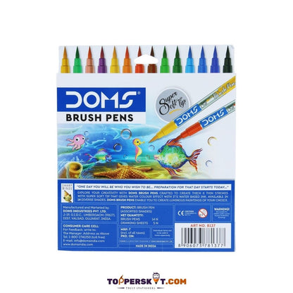 Doms Brush Pen: Vibrant Shades for Creative Expression ( Pack Of 14 ) - Topperskit LLP