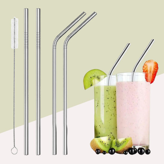 Premium Stainless Steel Straw Set with Cleaning Brush: Eco-Friendly and Reusable