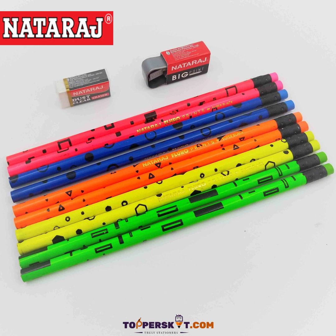 Natraj Fluro Neon Color Print Pencils for Vibrant Writing ( Pack Of 10 )