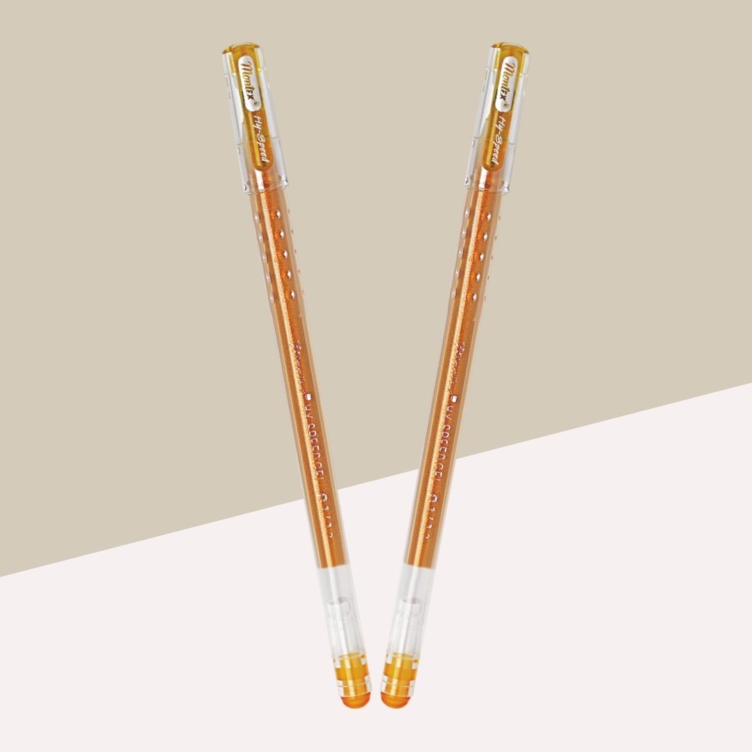 Montex Hy-Speed Sparkle Pens in Golden : Sparkling Magic for School and Creative Pursuits ( Set of 2 ) - Topperskit LLP