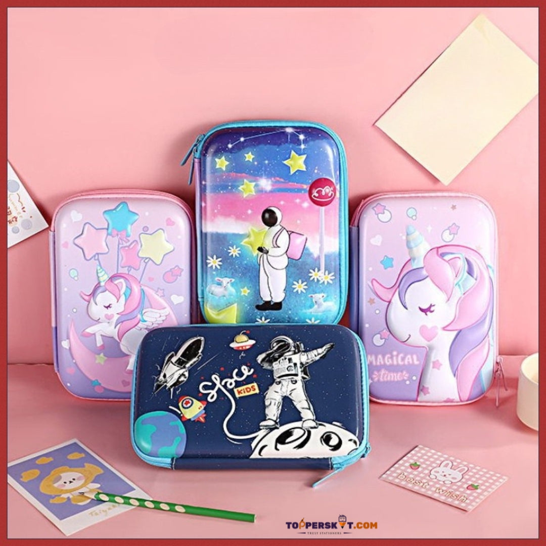 3D Cartoon Design Plastic Hardtop Pencil Case Assorted Design (Pack of 1)