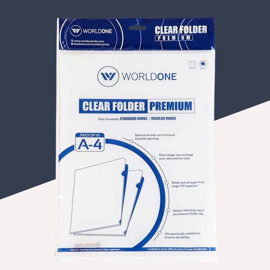 Worldone Clear Folder - Premium Plastic Folder for Organizing Documents ( Pack Of 20 )