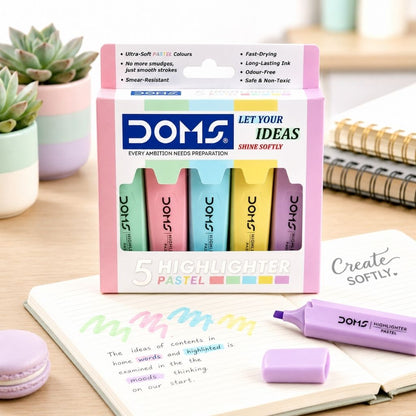 Doms 5 Pastel Color Highlighter Set - Image 1