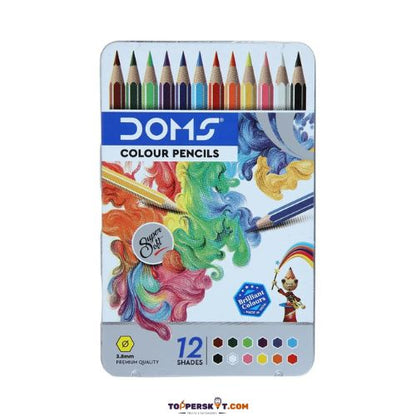 Doms Super Soft  Premium Quality Colour Pencils With Metal Box (Set of 12)