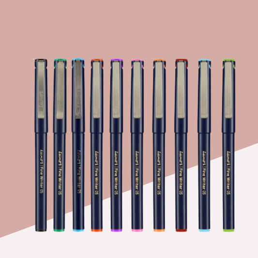 Luxor Fine Writer 05 Colour Pens -  Multicolour : Japanese Precision, Water-Based Ink, and Durable Design ( Pack of 10 ) - Topperskit LLP