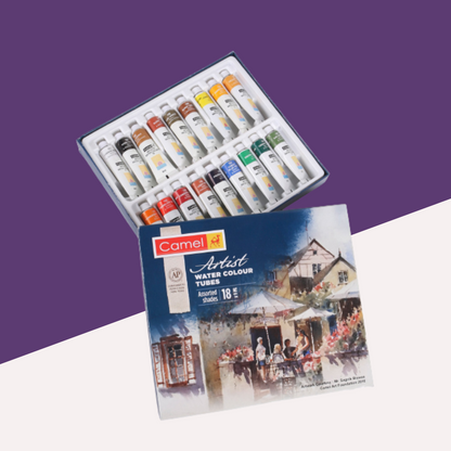 Camel Artist's Water Color Tubes: Vibrant Shades in 9 ml Tubes ( Pack Of 18 ) - Topperskit LLP