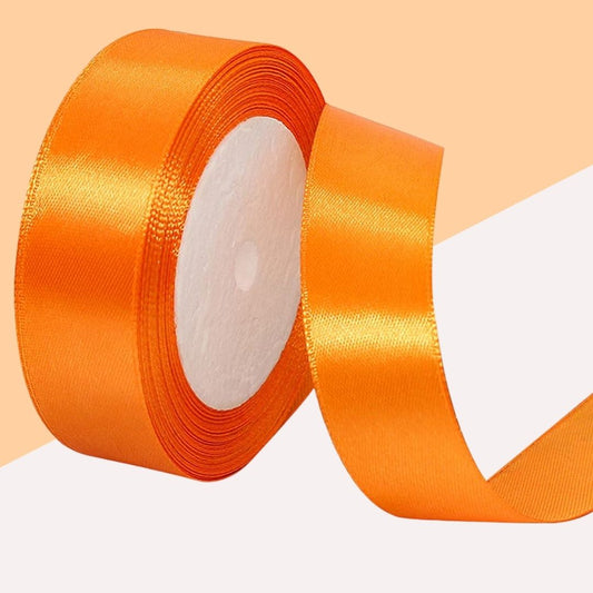 Cloth Ribbon - Orange ( 1 inch ) : Perfect for Crafts and Decorations ( Pack of 1 ) - Ribbons - TOPPERSKIT