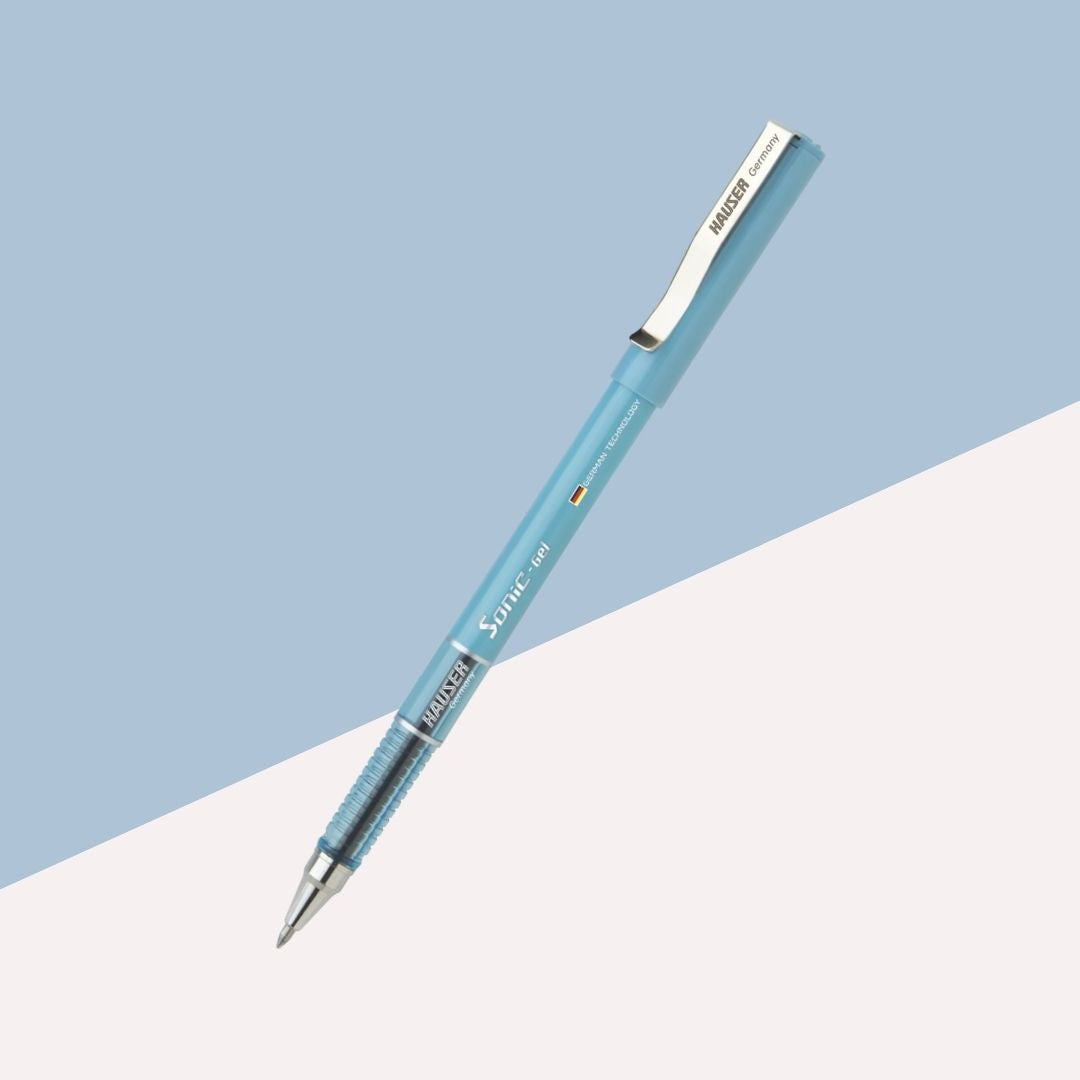 Hauser Sonic Waterproof Gel Pen – Blue: Elegance in Every Stroke, Durability in Every Detail ( Pack of 1 ) - Topperskit LLP