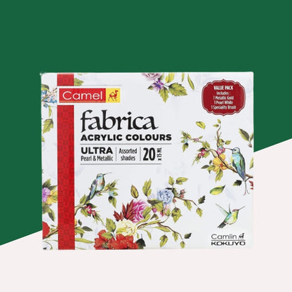 Camel Fabrica Acrylic Ultra Pearl and Metallic Colour Set – Multicolour : Elevate Your DIY and Hobby Painting  ( Pack of 20 ) - Topperskit LLP