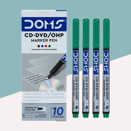 Doms CD DVD Marker - Green: Precision Labeling with Extra Fine Japanese Tip ( Pack Of 1 ) - Topperskit LLP