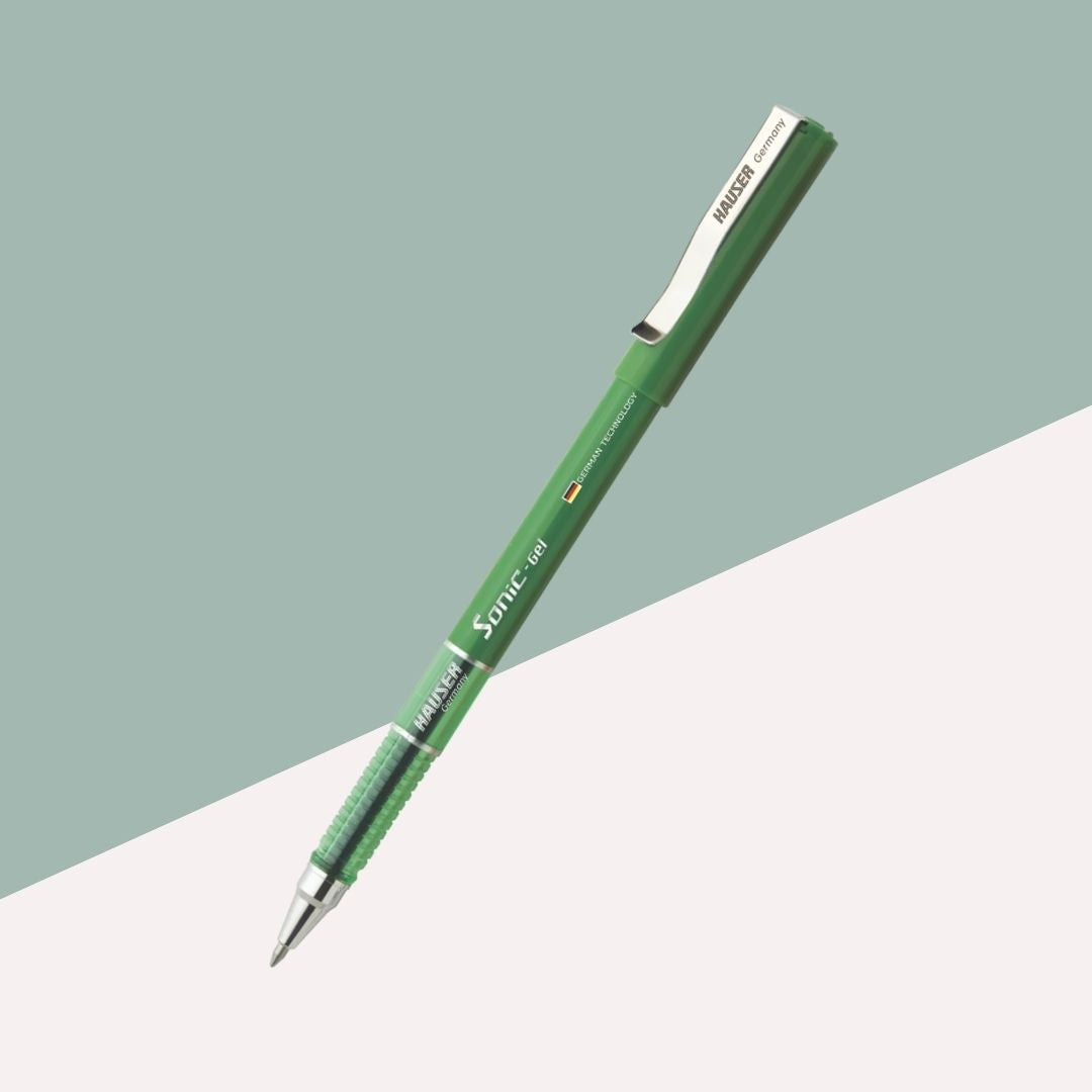 Hauser Sonic Waterproof Gel Pen – Green: Elegance in Every Stroke, Durability in Every Detail ( Pack of 1 ) - Topperskit LLP