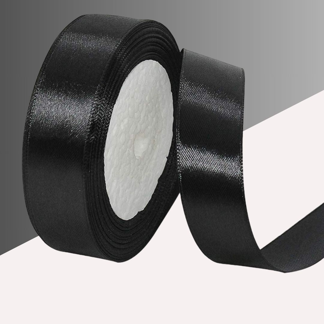 Cloth Ribbon - Black ( 1 inch ) : Perfect for Crafts and Decorations ( Pack of 1 ) - Ribbons - TOPPERSKIT