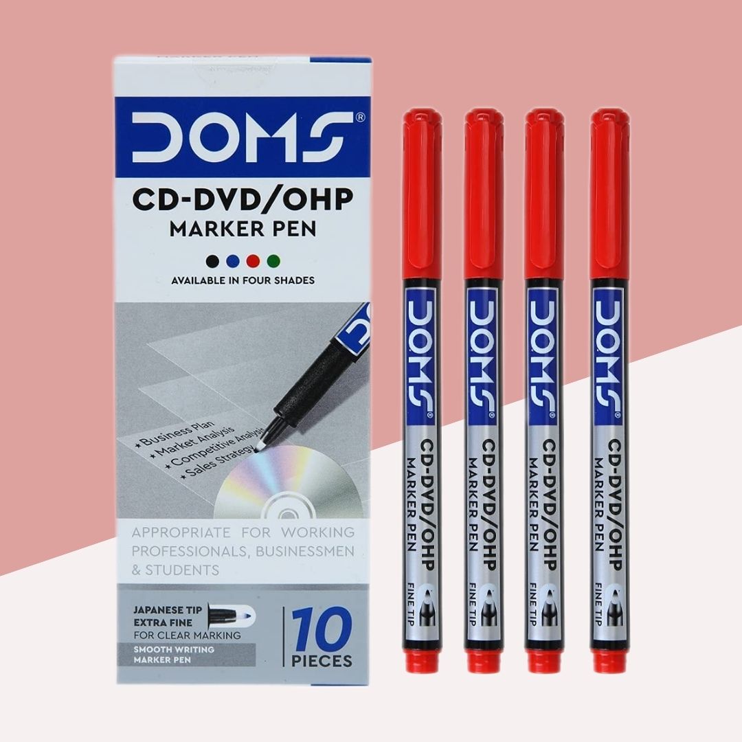 Doms CD DVD Marker - Red : Precision Labeling with Extra Fine Japanese Tip ( Pack Of 1 ) - Topperskit LLP