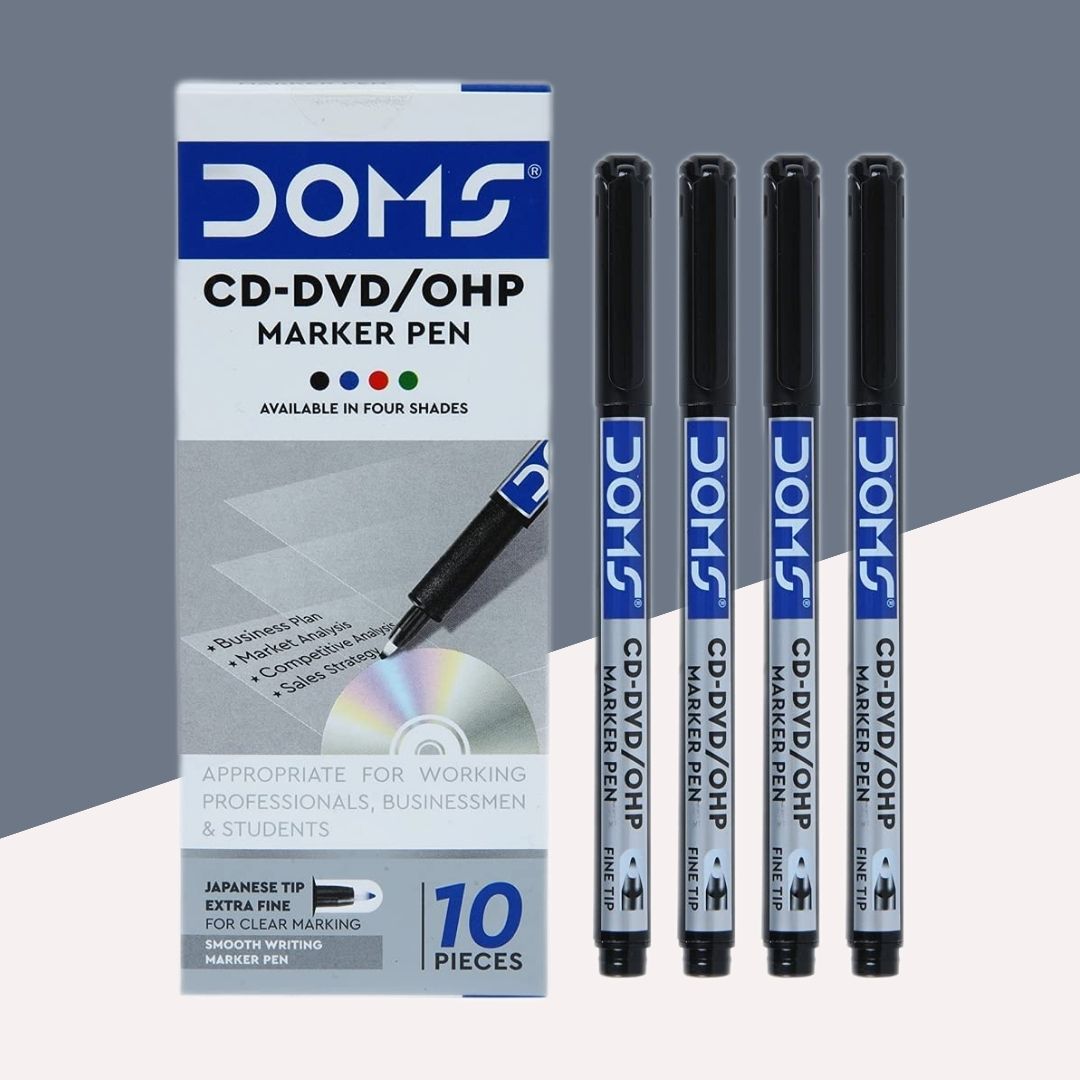 Doms CD DVD Marker - Black: Precision Labeling with Extra Fine Japanese Tip ( Pack Of 1 ) - Topperskit LLP