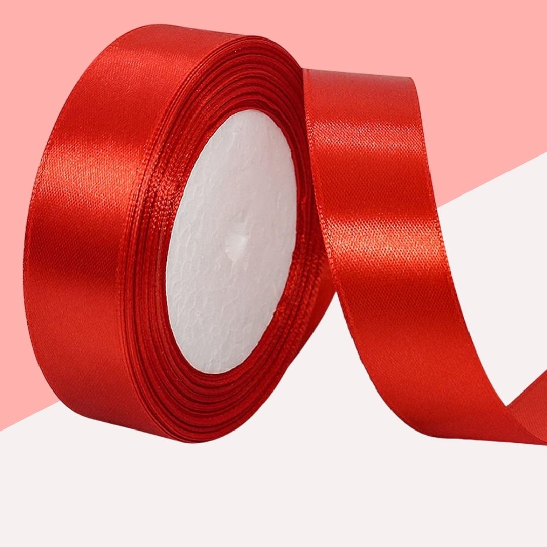 Cloth Ribbon - Red ( 1 inch ) : Perfect for Crafts and Decorations ( Pack of 1 ) - Ribbons - TOPPERSKIT