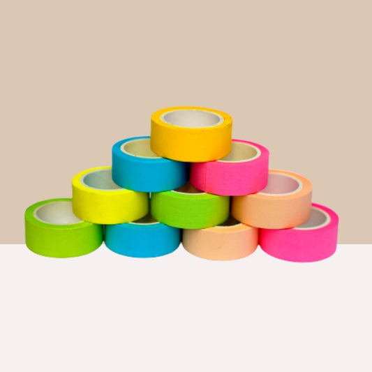 Coloured Washi Tape - Pack of 6 Pcs.: Versatile and Vibrant Adhesive Collection for Creative Expression - Topperskit LLP