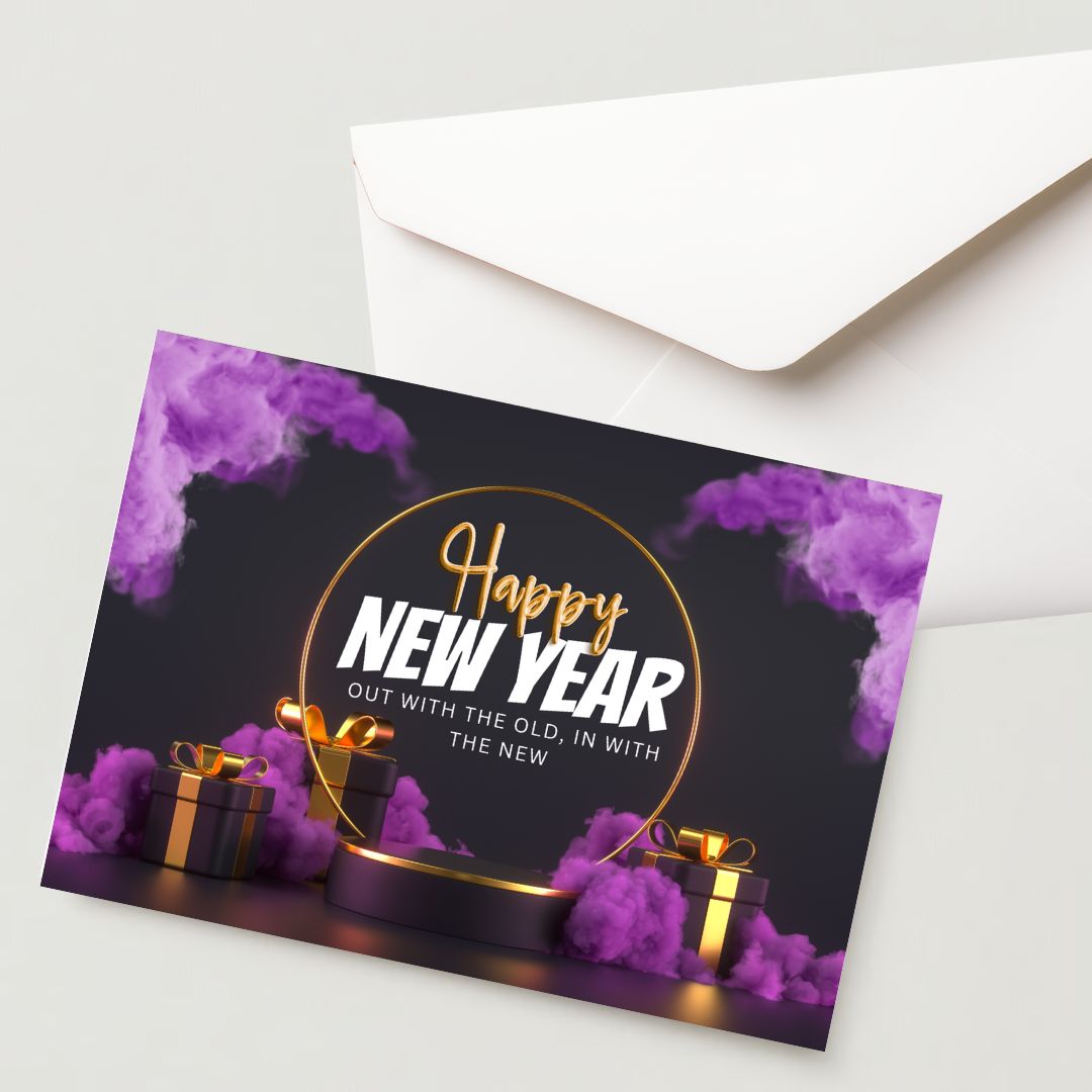 New Year Greeting Card – 300 GSM, Cold Pressed, 1 Card with Envelope