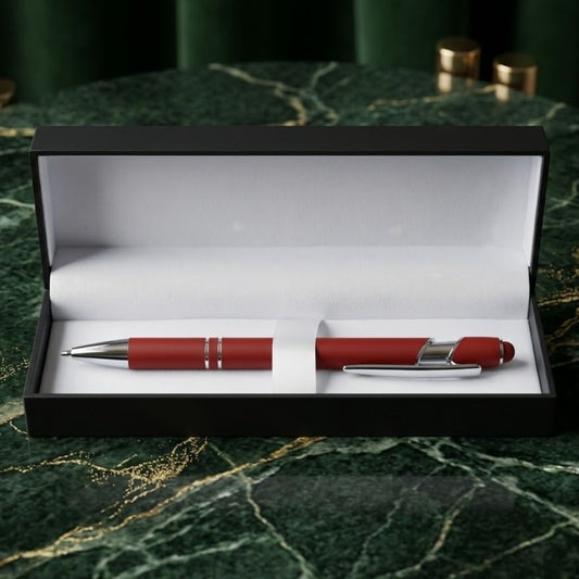 Luxury Red Metal Ballpoint Pen with Premium Gift Box - Blue Ink (Pack Of 1)