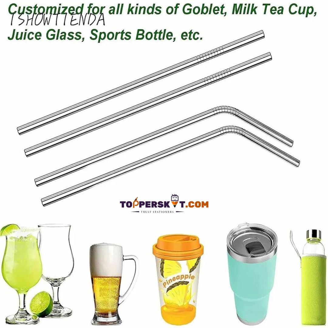 Premium Stainless Steel Straw Set with Cleaning Brush: Eco-Friendly and Reusable