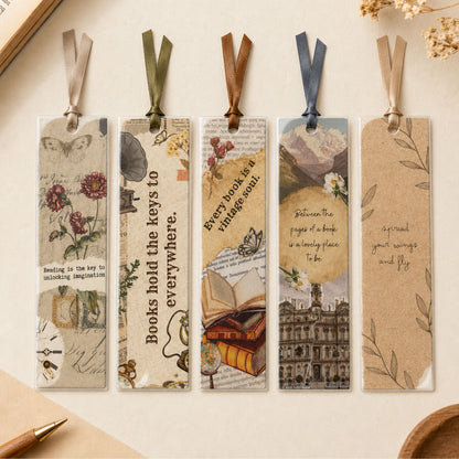 Premium Vintage Laminated Bookmarks – Waterproof (Pack of 5)