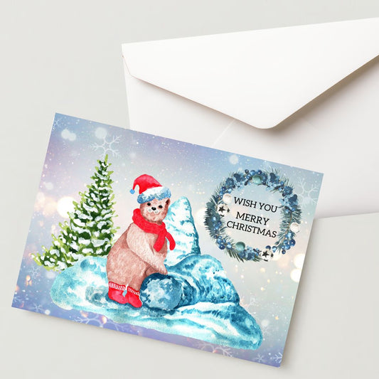 Christmas Greeting Card- 300 GSM Paper with Envelope (Pack of 1)