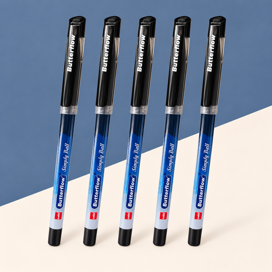 (5 pcs)Cello Butterflow Ballpoint Pen – Black