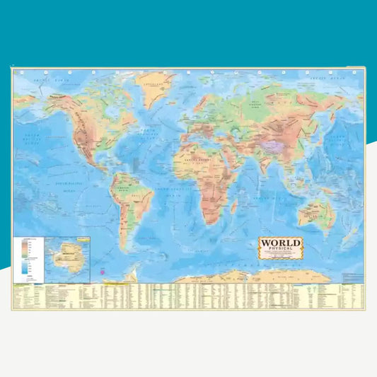 World Physical Map Large - 70cm x 100cm (Pack of 1)