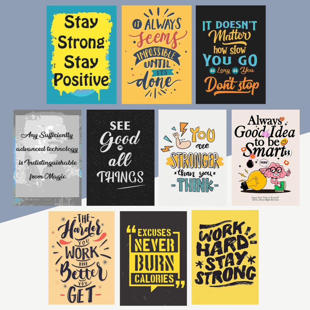 (10 Pcs.) Motivational Poster 13x19 cm  Premium 300 GSM Cold Pressed Paper