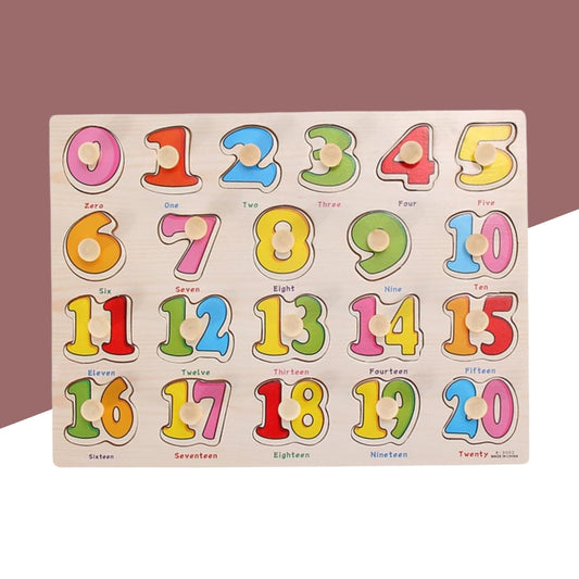Premium Wooden Numbers Puzzle Board Toy (0-20) – Learning Toy (Pack of 1)