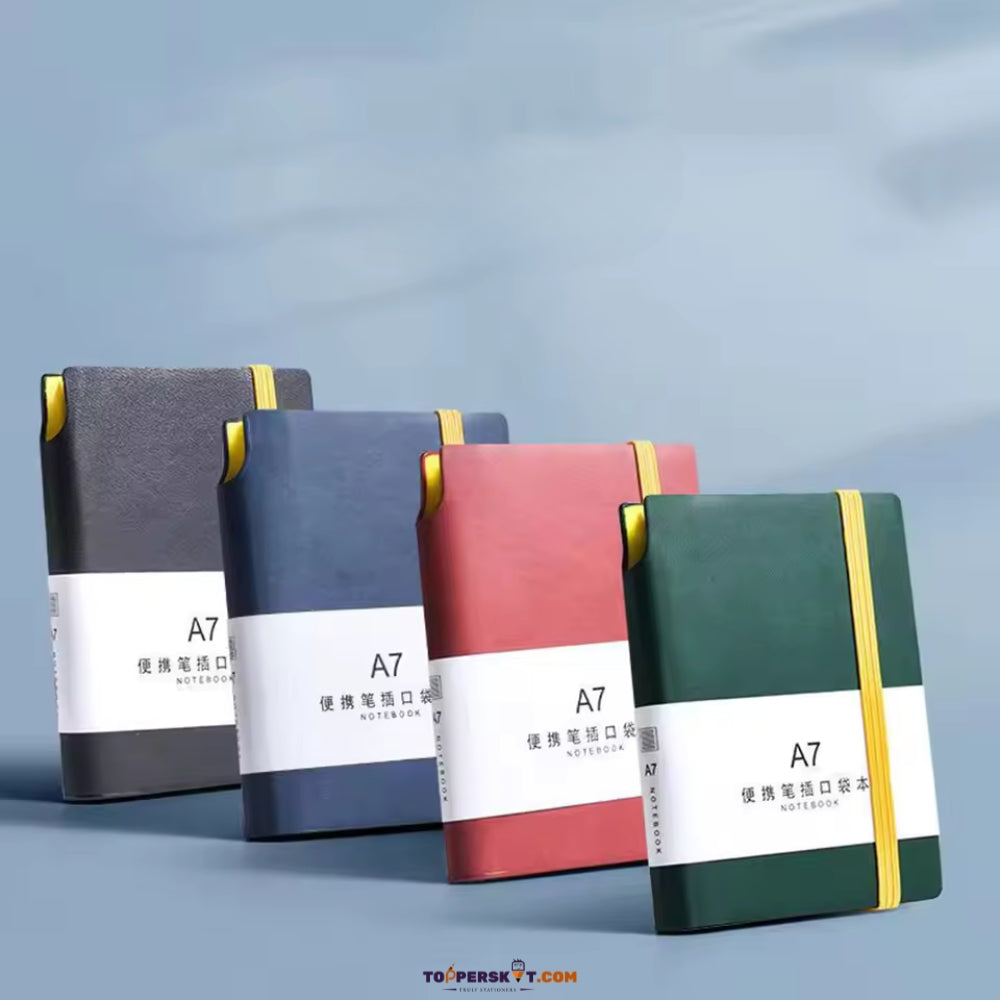 Pocket Diary A7 Size Ruled Notebook with Pen Holder, Pages- 196 (Pack of 1)