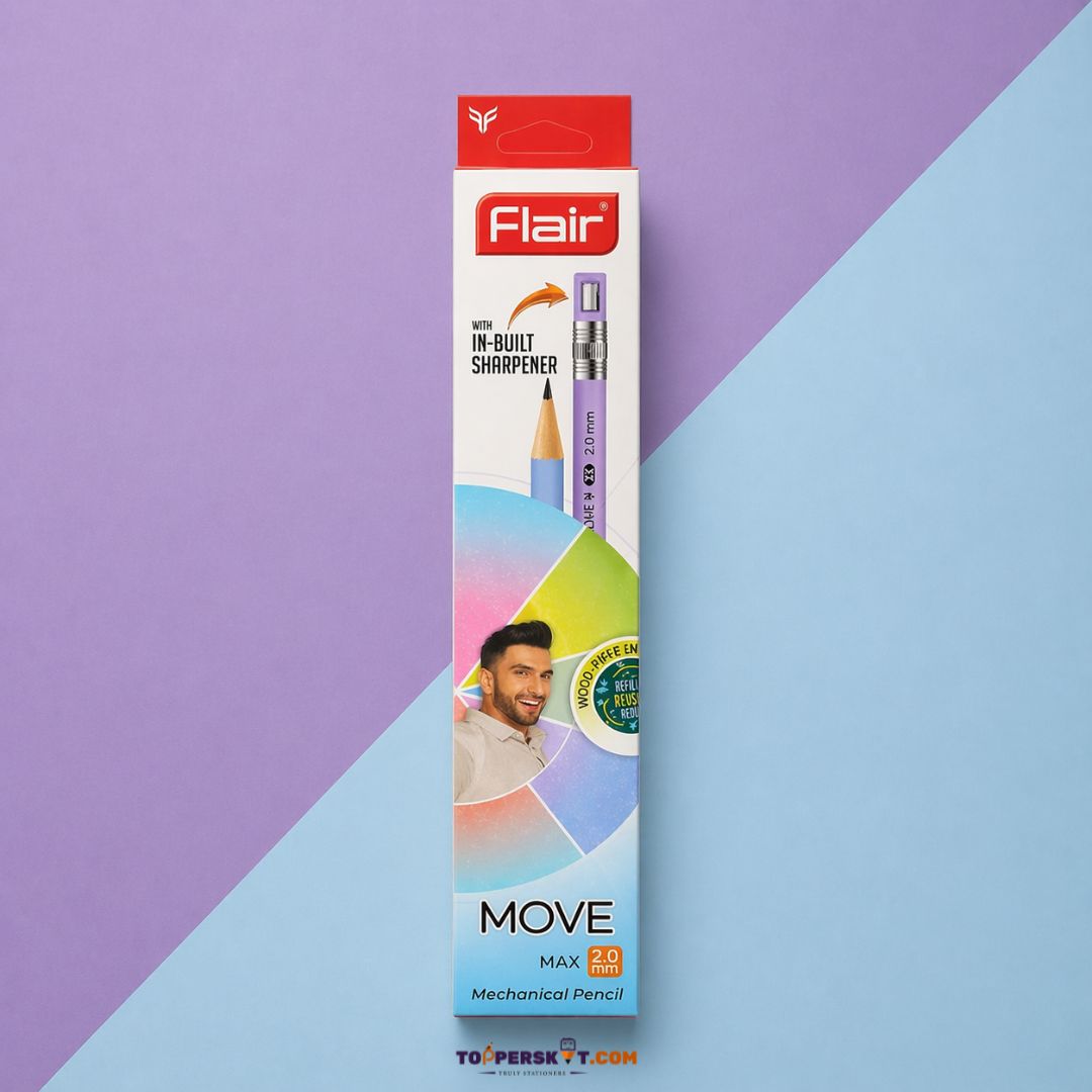 Flair MOVE MAX Mechanical Pencil 2.0 mm Lead Click Mechanism with In-Built Sharpener (Pack of 10)