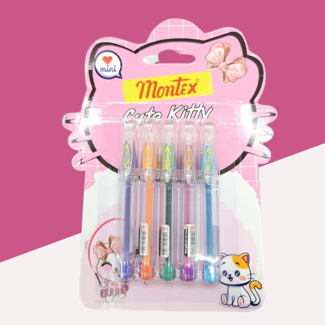 Montex Cute Kitty Colour Ball Pen Set (Pack of 5)